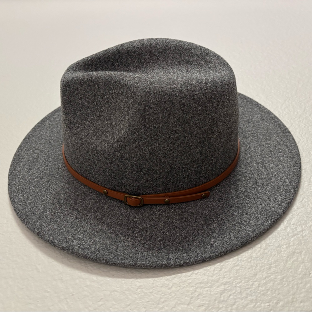 Classic Grey Felt Fedora with Brown Band - Unbranded